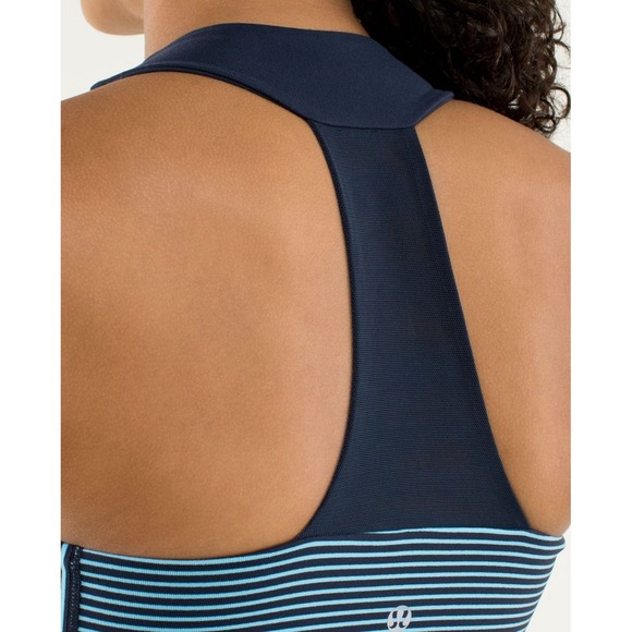 Lululemon Scoop Neck Tank Luon Light Hyper Stripe Blue Moon Inkwell Approx SZ 6 - Picture 9 of 12